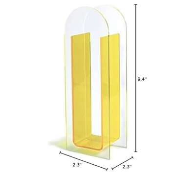 Acrylic Vase,Wedding Centerpieces, Home Decorations,Arch Shape Vase Modern Design (Yellow)
