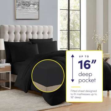 Sweet Home Collection 7 Piece Comforter Set Bag Solid Color All Season Soft Down Alternative Blanket...