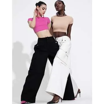 PUMIEY Crop Tops for Women Short Sleeve Crew Neck T Shirt Sexy Baby Tees Semolina Large