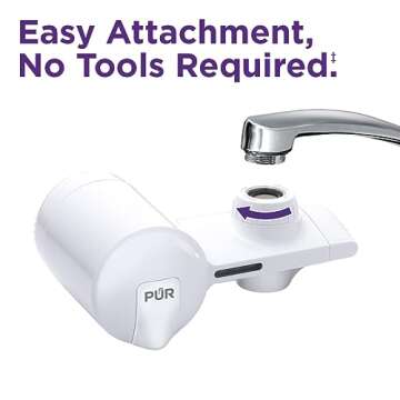 PUR Horizontal Faucet Mount Water Filtration System with Lead Reducing Filter for Cleaner, Filtered Tap Water, Lasts 100 Gallons, Sink Water Filter, White