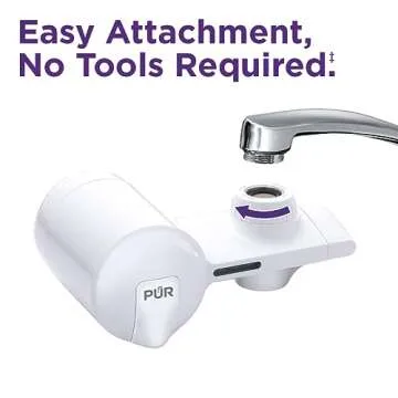 PUR Horizontal Faucet Mount Water Filtration System with Lead Reducing Filter for Cleaner, Filtered Tap Water, Lasts 100 Gallons, Sink Water Filter, White