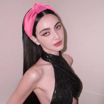 VELSCRUN Headbands, 2 Pcs Wide Knotted Hairbands for Women in Pink and Red, Satin Hair Accessories for Washing Face, Hairbands for Women, Hairband Gifts for Women Gilrs