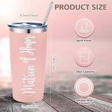 Sabary Bride Gifts Bridesmaid Tumblers Set of 8, 20 oz Insulated Bride Stainless Steel Wine Tumbler ...