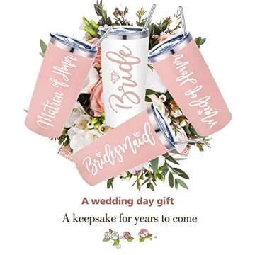 Stylish Insulated Bridesmaid Tumblers Set for Weddings