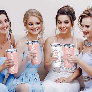 Stylish Insulated Bridesmaid Tumblers Set for Weddings
