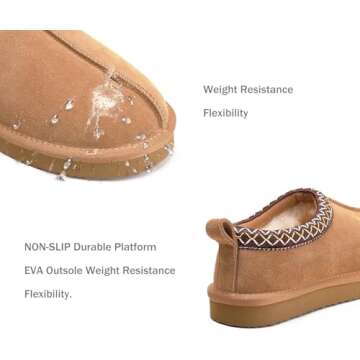 geabal Slippers for Women Genuine Suede Water Resistant Women's Slippers with Memory Foam and Faux Fur Lining Comfy Slippers Gifts for Women Footwear