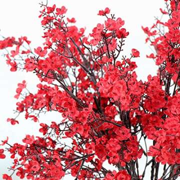 JAKY-Global Babys Breath Fabric Cloth Artificial Flowers 6 Bundle European Fake Silk Plants Decor Wedding Party Decoration Bouquets Real Touch DIY Home Garden(Red)