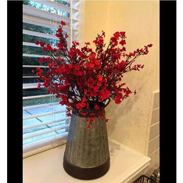 JAKY-Global Babys Breath Fabric Cloth Artificial Flowers 6 Bundle European Fake Silk Plants Decor Wedding Party Decoration Bouquets Real Touch DIY Home Garden(Red)