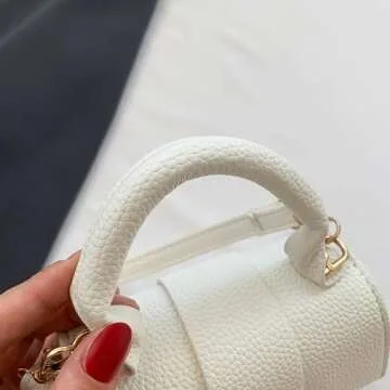 Mini White Purses for Women Cute Top Handle Crossbody Bag Trendy Tiny Clutch Handbag with Strap