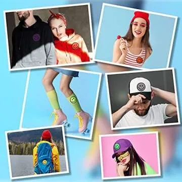 12 Pcs Smile Face Patch Iron On Patches Happy Face Chenille Patches for Clothes Dress Jackets Smile Patches for Hats Cute Embroidery DIY Project Craft Applique, 2.2 Inch(Towel Cloth Style)