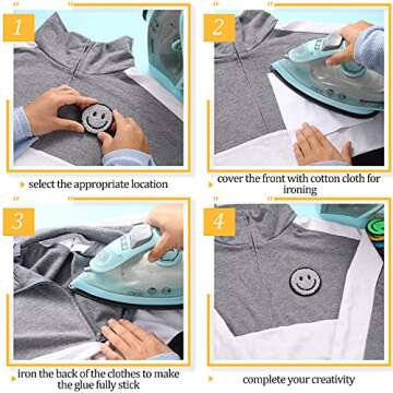 12 Pcs Smile Face Patch Iron On Patches Happy Face Chenille Patches for Clothes Dress Jackets Smile Patches for Hats Cute Embroidery DIY Project Craft Applique, 2.2 Inch(Towel Cloth Style)