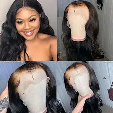 HD Transparent Lace Front Wig Body Wave Human Hair Wig With Baby Hair For Black Women Pre Plucked Natural Hairline 150 Density Brazilian Virgin Glueless Body Wave Wig 18 Inch