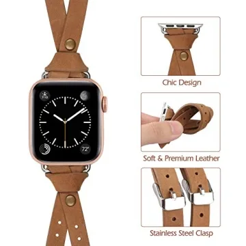 Minyee Chic Leather Band for Apple Watch, Stylish Gift