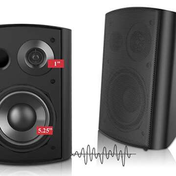 pohopa 5.25 Inch Outdoor Speakers with Bluetooth Stereo Amplifier Receiver | All-Weather Durability ...
