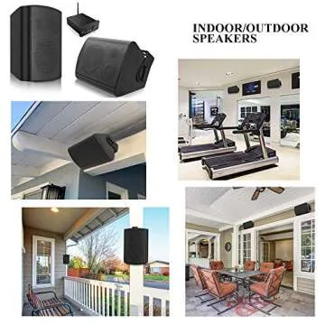 pohopa 5.25 Inch Outdoor Speakers with Bluetooth Stereo Amplifier Receiver | All-Weather Durability | Broad Sound Coverage | Speed-Lock Mounting System (Black)