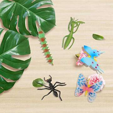 OOTSR Plastic Insects Bugs Figures[22-Pack] and Assorted Colorful Butterflies[12-Pack], 1’’-4’’ Simulated Insects Bugs Made of Premium PVC for Congnition Education or Themed Parties