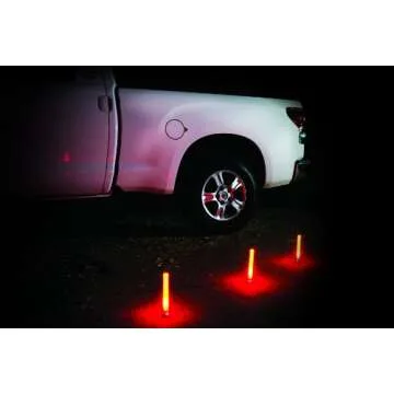 Life Gear - WM11-10446-RED LED Emergency Road Flares 3-Pack, Reusable Safety Glow Stick with Flasher...