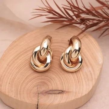 Frigotine Chunky Gold Twisted Knot Stud Earrings