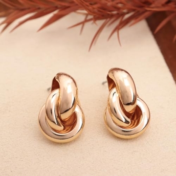 Frigotine Chunky Gold Twisted Knot Stud Earrings
