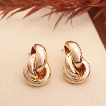 Frigotine Chunky Gold Twisted Knot Stud Earrings