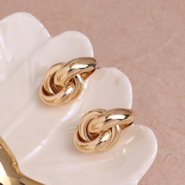 Frigotine Chunky Gold Twisted Knot Stud Earrings
