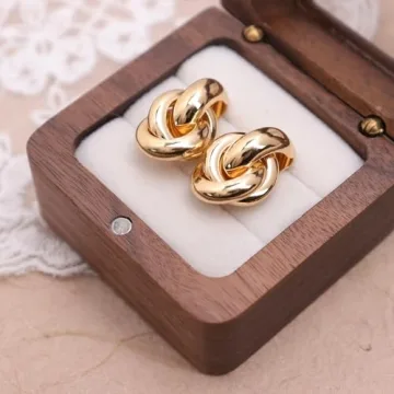 Frigotine Chunky Gold Twisted Knot Stud Earrings