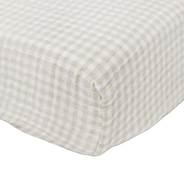 Cute Tan Gingham Changing Pad Cover for Babies