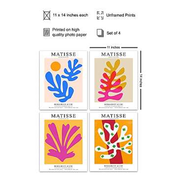LARGE 11x14 - Matisse Wall Art - Matisse Poster - Minimalist Wall Art - Abstract Art - Aesthetic Roo...