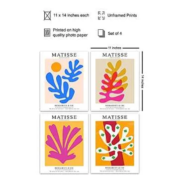 LARGE 11x14 - Matisse Wall Art - Matisse Poster - Minimalist Wall Art - Abstract Art - Aesthetic Roo...