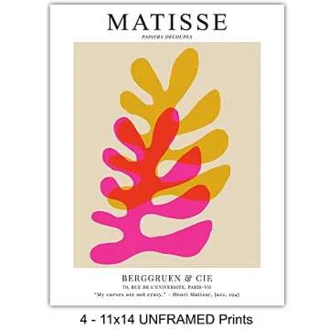 LARGE 11x14 - Matisse Wall Art - Matisse Poster - Minimalist Wall Art - Abstract Art - Aesthetic Room Decor Set - Mid Century Modern Wall Art - Matisse Print - Minimal Wall Art - Henri Matisse