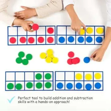 48 PCS Magnetic Ten Frames - Math Manipulatives for Elementary Classroom & Kindergarten - 4 Ten Frames & 44 Magnetic Math Counters for Kids, Math Games for Kindergarten - Jumbo Magnetic Ten Frame Set