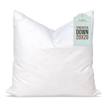 Pillowflex Synthetic Down Pillow Insert - 20x20 Down Alternative Pillow, Ultra Soft Large Square Throw Pillow, Couch Sham, Bed Sleeping - 1 Decorative Accent Form