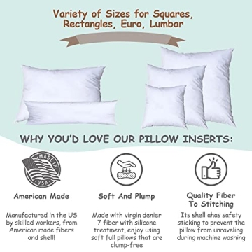 Pillowflex Synthetic Down Pillow Insert - 20x20 Down Alternative Pillow, Ultra Soft Large Square Throw Pillow, Couch Sham, Bed Sleeping - 1 Decorative Accent Form