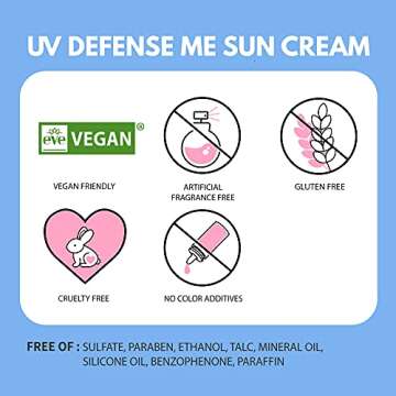 MAKEPREM UVA UVB Defense Me Calming Sun Cream VEGAN Sunblock SPF 50+ PA++++ 1.69 Fl Oz Reef-Safe Non-Nano Mineral Sunscreen Broad UV Protection Blue Ray Dry Sensitive Acne-Prone Oily Skin No Chemical