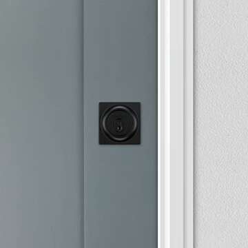 Kwikset 660 Contemporary Deadbolt Deadbolt Lock, Matte Black Square Exterior Keyed Front Entry Door, Pick Resistant SmartKey Rekey Security, Single Cylinder Dead Bolt