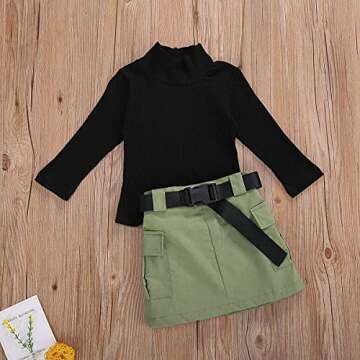 Stylish Toddler Girl Long Sleeve Knit Top and Skirt Set