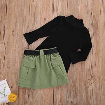 Stylish Toddler Girl Long Sleeve Knit Top and Skirt Set