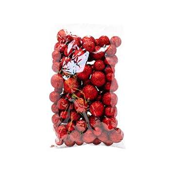 BANBERRY DESIGNS Red and Green Foam Balls 5 Bags Set of Glittered Vase Filler Decorative Balls Table Scatter Decorations Party Accessories Glittery Colored Snow Balls Balls Range 3/8" to 3/4" D.
