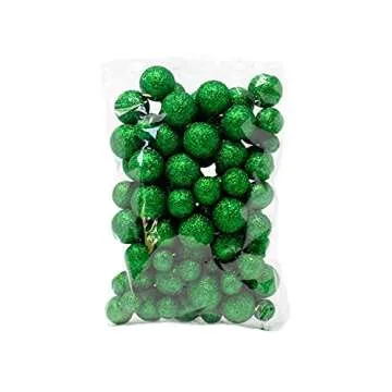 BANBERRY DESIGNS Red and Green Foam Balls 5 Bags Set of Glittered Vase Filler Decorative Balls Table Scatter Decorations Party Accessories Glittery Colored Snow Balls Balls Range 3/8" to 3/4" D.