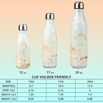 Konokyo Insulated Water Bottles,25 oz Double Wall Stainless Steel Vacumm Metal Flask for Sports Travel,Marble Jade
