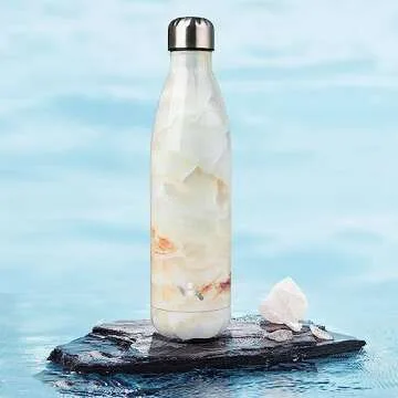 Konokyo Insulated Water Bottles,25 oz Double Wall Stainless Steel Vacumm Metal Flask for Sports Travel,Marble Jade