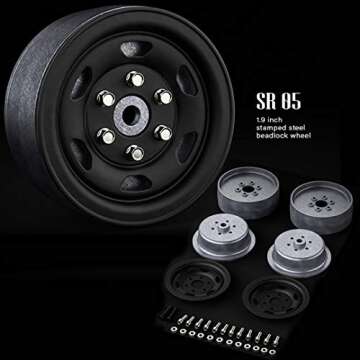 Gmade 1.9 SR05 Beadlock Wheels (Matt Black) (2) 70504