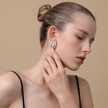 Chunky Silver Hoop Earrings for Women and Girls