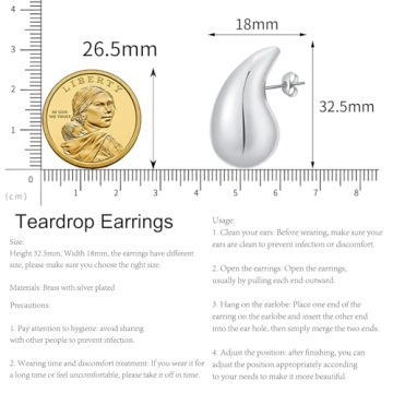 Chunky Silver Hoop Earrings for Women and Girls