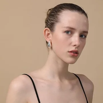 Chunky Silver Hoop Earrings for Women and Girls