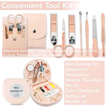 Women's Emergency Kit for Weddings 29 Essential Items for Brides Daily Use All in One Travel Kit Personal Care Survival Set for Team Bride (Queen Beige)