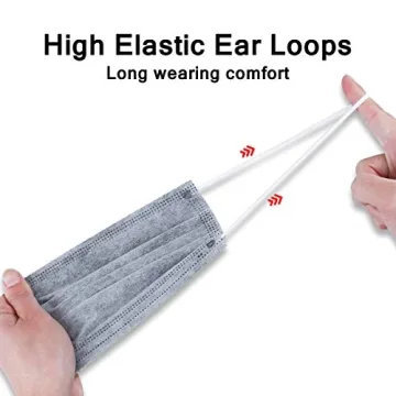 DIOLV 50 Pcs Disposable Face Mask 4-Layer Breathable Masks Dark Gray with White Ear Loops