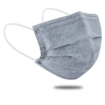 DIOLV 50 Pcs Disposable Face Mask 4-Layer Breathable Masks Dark Gray with White Ear Loops