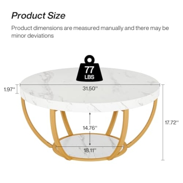 Tribesigns Modern Round Coffee Table with 2 Tiers