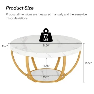 Tribesigns Modern Round Coffee Table with 2 Tiers